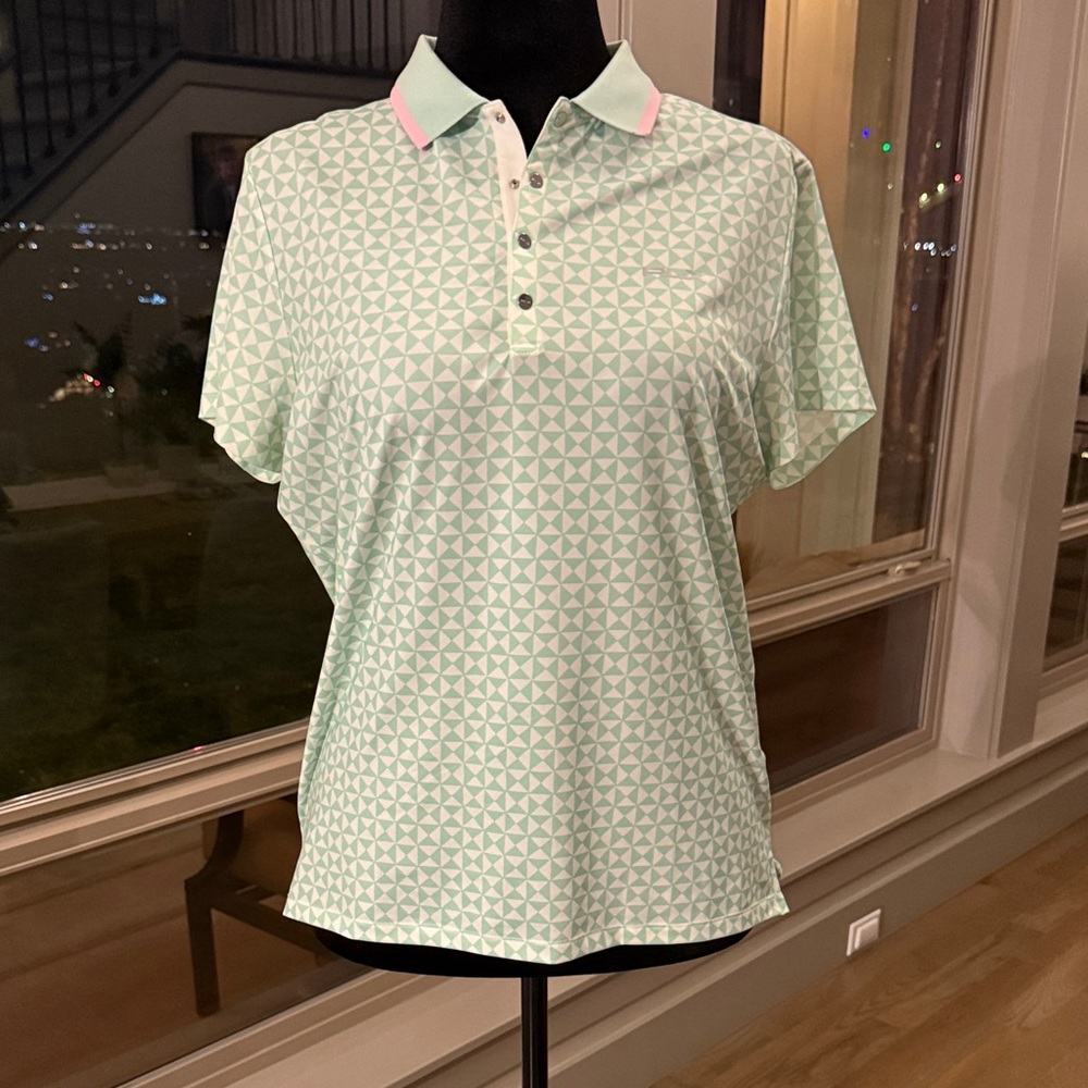 RLX Ralph Lauren Light Green Geometric Button Down Shirt